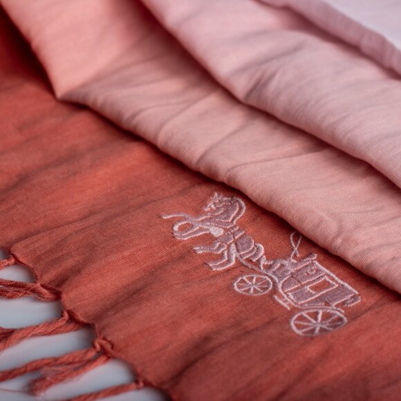 Coach Scarf | Long Scarf in Gradient Pink | Lightweight Designer Summer Scarf - Picture 7 of 9